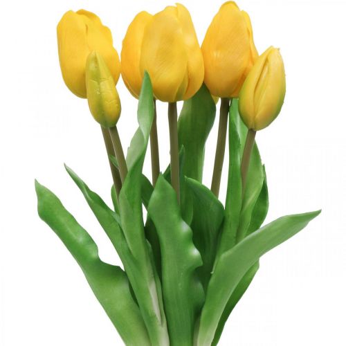Floristik24 Tulip Artificial Flower Yellow Real Touch Spring Decoration 38cm Bouquet of 7 pcs