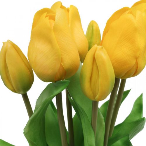 Floristik24 Tulip Artificial Flower Yellow Real Touch Spring Decoration 38cm Bouquet of 7 pcs