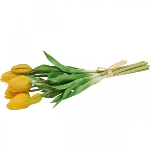 Floristik24 Tulip Artificial Flower Yellow Real Touch Spring Decoration 38cm Bouquet of 7 pcs