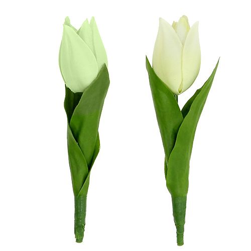 Floristik24 Spring decoration, artificial tulips, silk flowers, decorative tulips green/cream 12 pieces