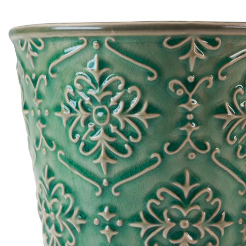 Product Planter ceramic crackle glaze green Ø10cm H13cm 2pcs