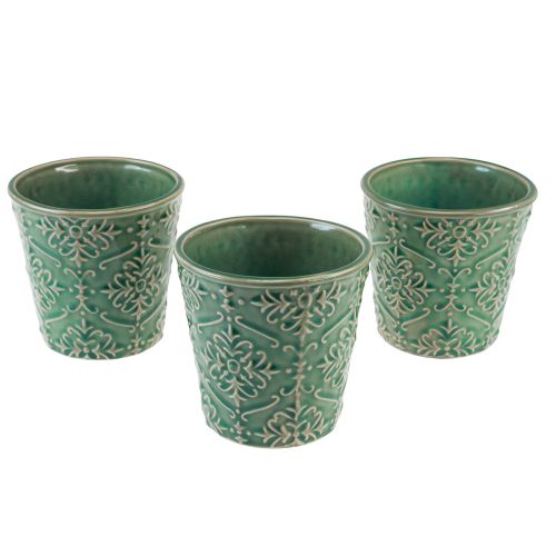 Product Planter ceramic crackle glaze green Ø11cm H11cm 3pcs