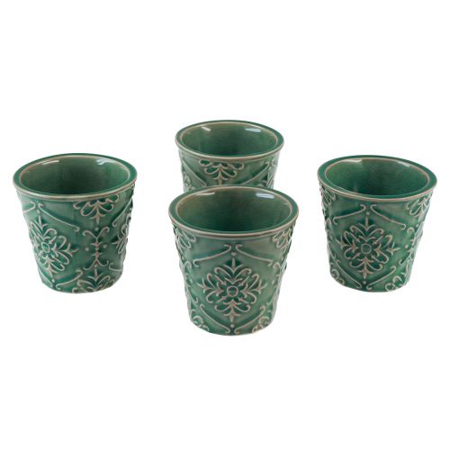 Product Planter Ceramic Craquelé Glaze Green Ø7cm H8cm 4 pcs