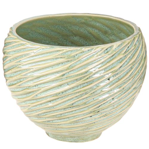 Floristik24 Planter decorative bowl ceramic in green Ø15cm H11cm 2pcs