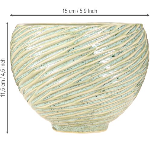 Product Planter decorative bowl ceramic in green Ø15cm H11cm 2pcs