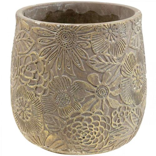 Planter gold flowers ceramic flower pot Ø13.5cm H15cm