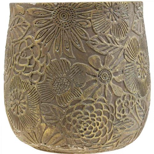 Product Planter gold flowers ceramic flower pot Ø13.5cm H15cm