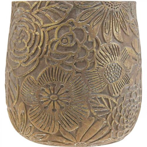 Product Planter gold flowers ceramic flower pot Ø21cm H22.5cm