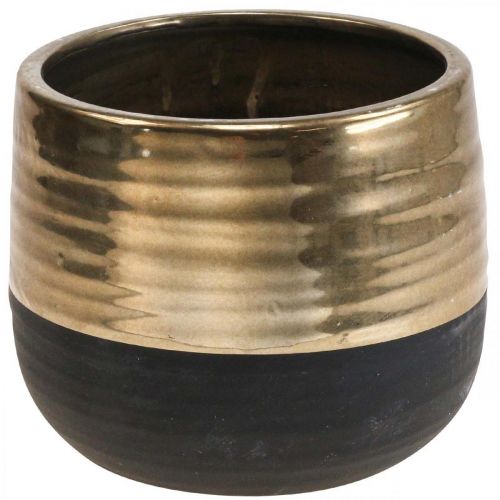 Floristik24 Planter Large Ceramic Black Gold Flower Pot Ø20.5cm H18cm