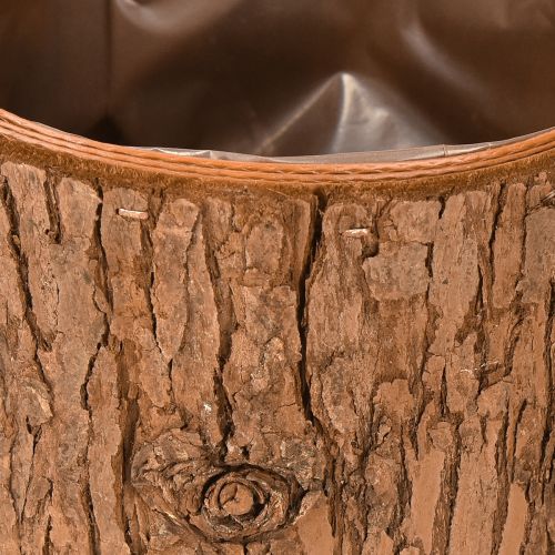 Floristik24 Plant pot wooden round plant pot pine bark Ø15cm H12.5cm