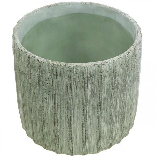 Floristik24 Planter Ceramic Green Retro Striped Ø19.5cm H17.5cm