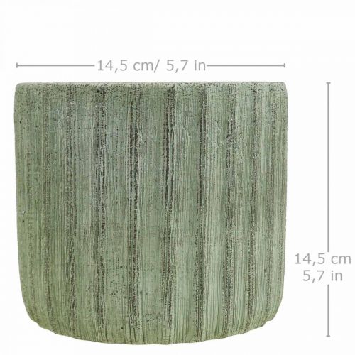 Floristik24 Planter Ceramic Green Retro Striped Ø16.5cm H14.5cm