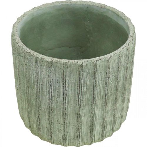 Product Planter Ceramic Green Retro Striped Ø16.5cm H14.5cm