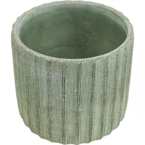 Floristik24 Planter Ceramic Green Retro Striped Ø16.5cm H14.5cm