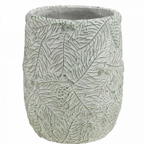 Floristik24 Planter ceramic green white gray pine branches Ø12cm H17.5cm