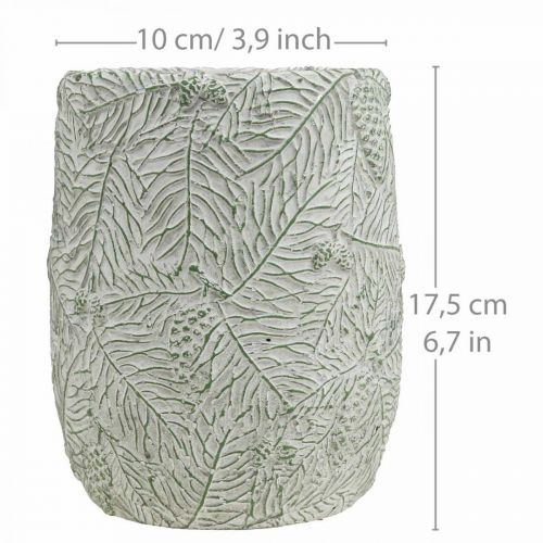 Product Planter ceramic green white gray pine branches Ø12cm H17.5cm