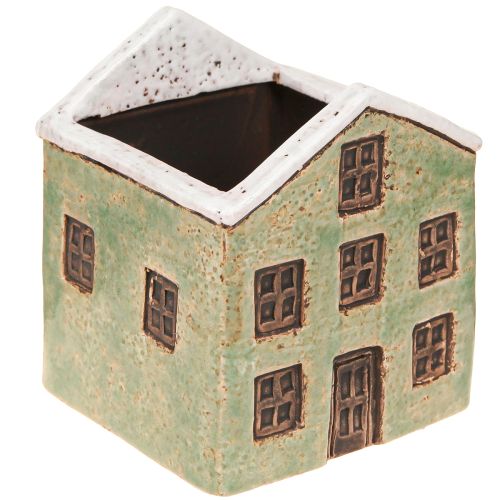 Floristik24 Planter Ceramic House Christmas Mint White 10×10×12cm