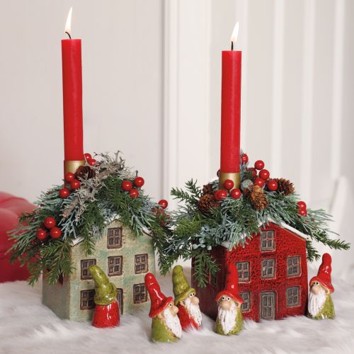 Floristik24 Planter Ceramic House Christmas Mint White 10×10×12cm