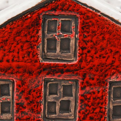 Floristik24 Planter ceramic house Advent red and white 10×10×12cm