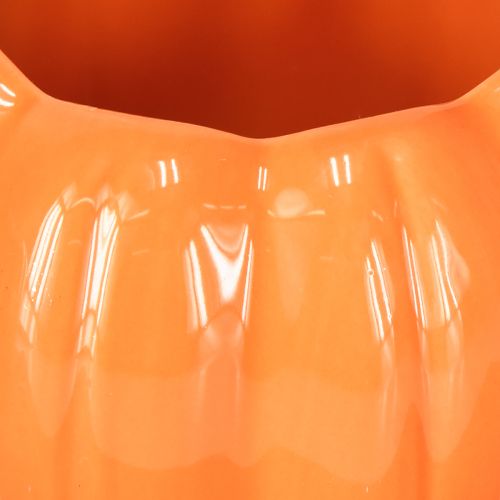Planter ceramic pumpkin plant pot orange Ø9.5cm H6.5cm 4 pcs | Floristik24.ie