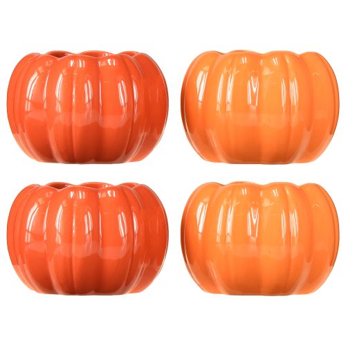 Floristik24 Planter ceramic pumpkin plant pot orange Ø9.5cm H6.5cm 4 pcs