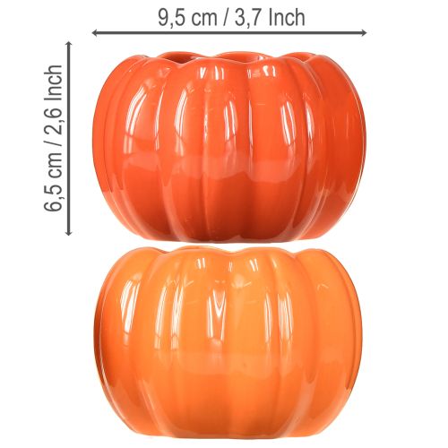 Planter ceramic pumpkin plant pot orange Ø9.5cm H6.5cm 4 pcs | Floristik24.ie