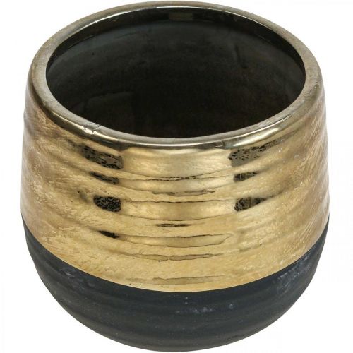Floristik24 Planter Ceramic Black Gold Flower Pot Ø13cm H12.5cm