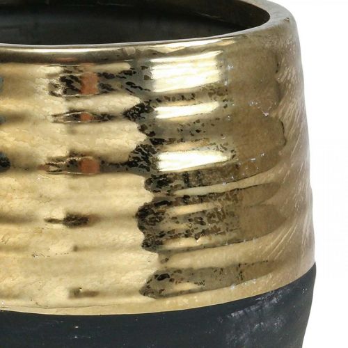 Floristik24 Planter Ceramic Black Gold Flower Pot Ø13cm H12.5cm