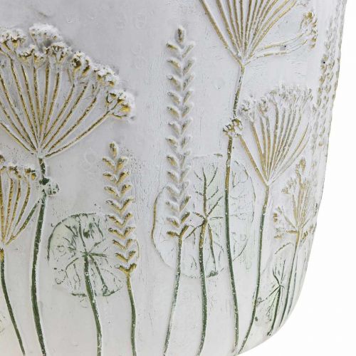 Product Planter Ceramic White Gold Flower Pot Ø17.5cm H16.5cm