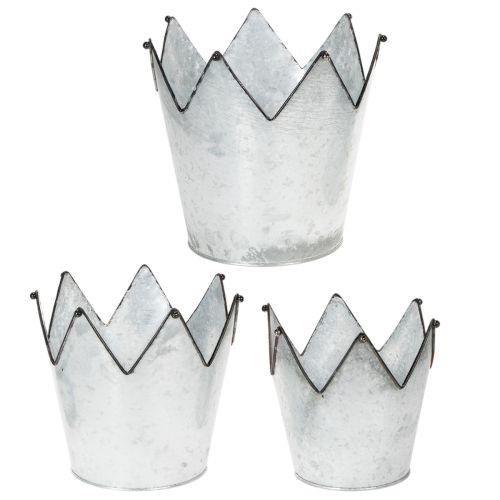 Product Planter crown metal decorative zinc Ø21.5/19.5/17cm set of 3