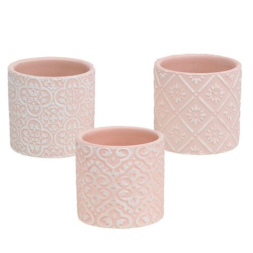 Floristik24 Flower pot with pattern pink Ø7cm H6.5cm 12pcs