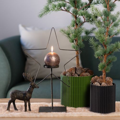 Floristik24 Paper Plant Pot Grooved Black Paper Pot Ø13cm H12cm 4pcs