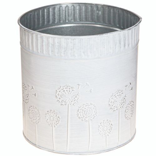 Planter Dandelions Metal Flowerpot White Ø15.5cm H15.5cm
