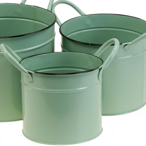 Floristik24 Planter vintage plant pot tin bucket with handle set of 3