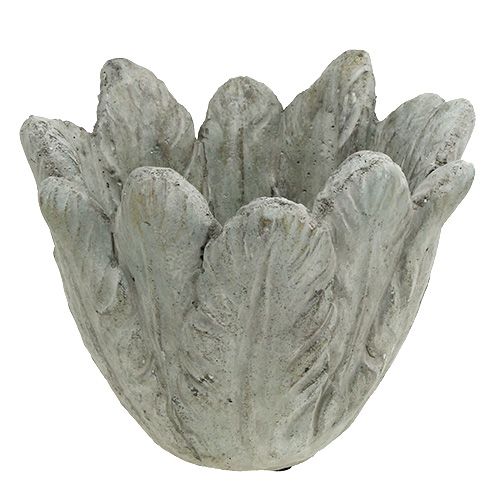 Floristik24 Planter with feather motif gray Ø17cm H14cm 1p