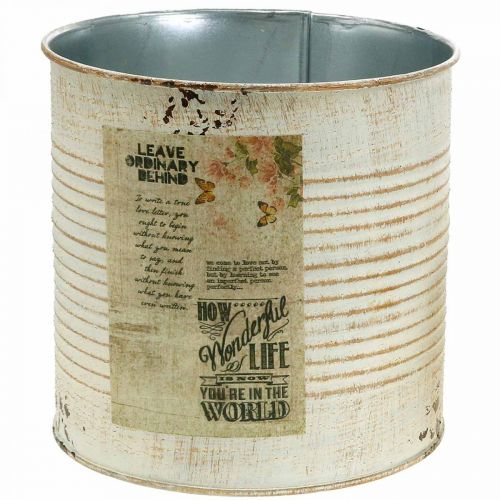 Planter decorative tin cream metal tin can Ø15.5cm H15cm