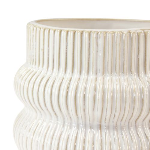 Floristik24 Planter ceramic plant pot with grooved pattern Ø10cm H11cm 2pcs