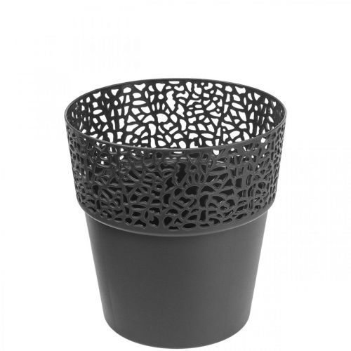 Floristik24 Planter plastic flower pot anthracite Ø11.5cm H12.5cm