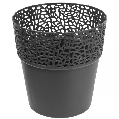 Product Planter plastic flower pot anthracite Ø14.5cm H15.5cm
