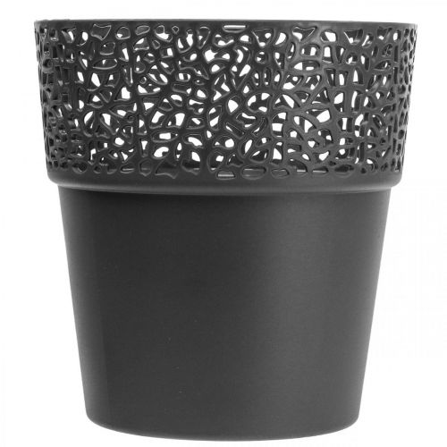 Floristik24 Planter plastic flower pot anthracite Ø13cm H13.5cm