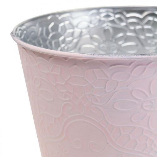 Floristik24 Planter metal flower planter pastel pink Ø20cm H16cm