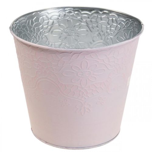 Floristik24 Planter metal flower planter pastel pink Ø13.5cm H12.5cm