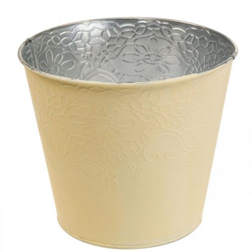 Floristik24 Planter metal flower planter pastel yellow Ø13.5cm H12.5cm