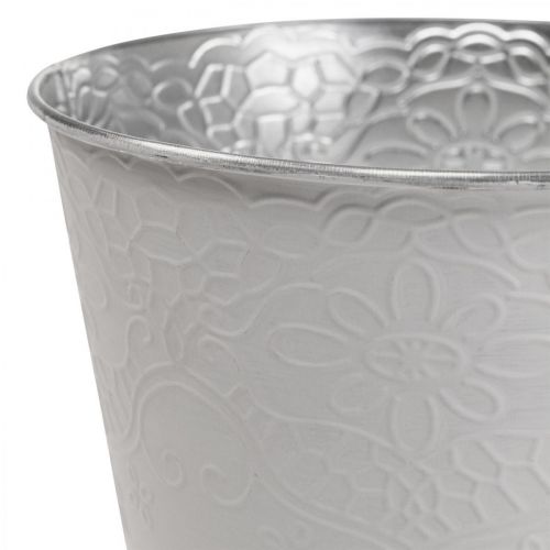 Floristik24 Planter metal flower planter pastel white Ø13.5cm H12.5cm