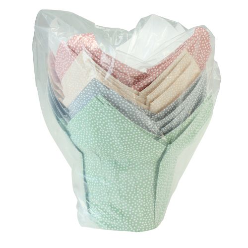 Product Planter paper dotted gift wrapping flowers Ø9cm H16cm 8 pcs