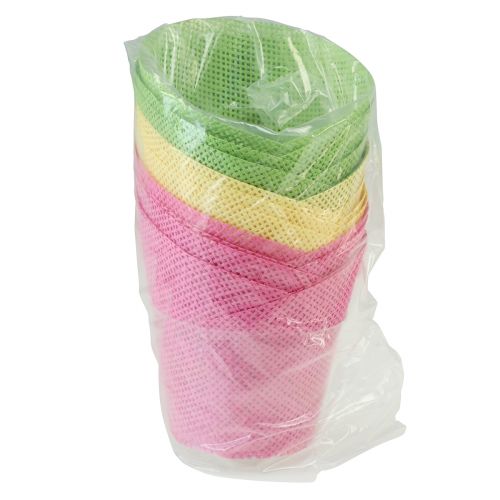 Product Planter paper woven pink, yellow, green Ø7cm H13cm 12pcs