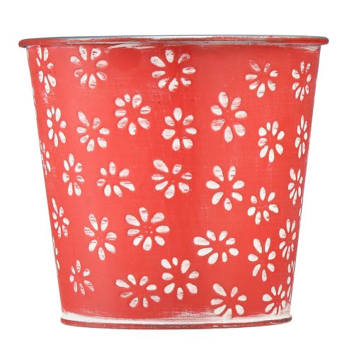 Product Planter red white mini flower pot floral metal Ø10.5cm H10.5cm