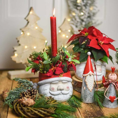 Floristik24 Planter Santa Claus flower pot Christmas concrete H10cm 2pcs