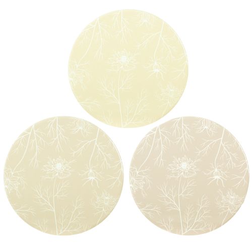 Coasters Table Decoration Flowers Beige Brown Ø20cm 3 Pcs