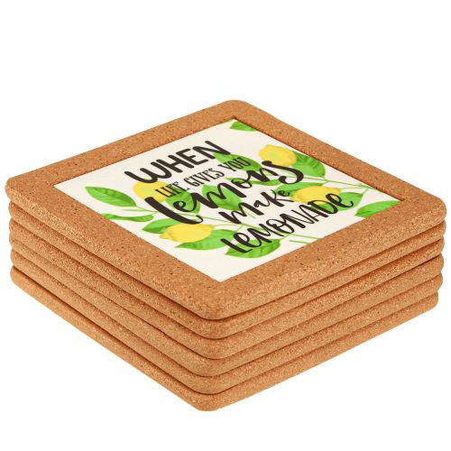 Product Coasters Lemons Cork Ceramic Summer Assorted 19.5cm 6pcs